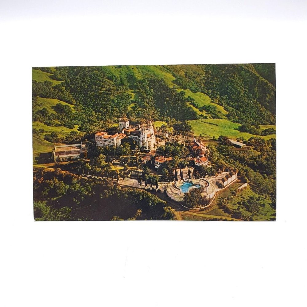 Vintage Postcard Hearst Castle Grounds Aerial View San Simeon California Hwy 1